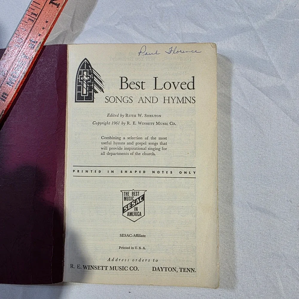 Vintage 1961 Best Loved Songs and Hymns Shape Note Hymnal Ruth W Shelton Winsett